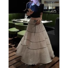 批发暴走高仙女175高个子女生超长版<b class='q'>蕾丝</b>压褶重工<b class='q'>半身裙</b>女春夏A字长裙