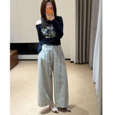 批发【豆子推荐】3981 春季韩版后松紧腰<b class='q'>宽松</b>直筒休闲<b class='q'>裤</b>子小个子百搭