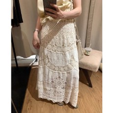 批发重工钩花镂空<b class='q'>蕾丝</b>半身裙女夏季中长款松紧腰显瘦大摆a字裙长裙女