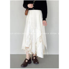 批发网纱刺绣拼接<b class='q'>蕾丝</b>半身裙女2026春季韩系氛围感长裙