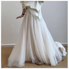 批发高腰A字纱裙春款温柔风网纱裙韩版百搭气质<b class='q'>显瘦</b>仙女网纱半身裙