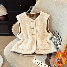 批发实拍羊羔毛绒马甲女时髦洋气2025秋冬新款背心外穿上衣坎肩马夹