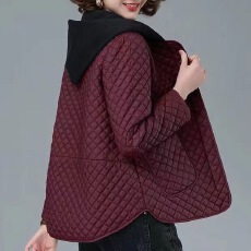 批发2025冬装新款<b class='q'>妈妈装</b>连帽轻便棉服加棉休闲<b class='q'>时尚</b>菱格外套大码棉衣