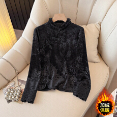 批发实拍2025冬季新款加绒加厚新中式<b class='q'>打底衫</b>时尚上衣气质长袖打底女