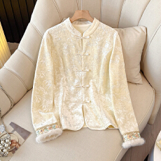 批发实拍2025冬季新款新中式国风加绒时尚上衣打底衫气质显瘦针织提花