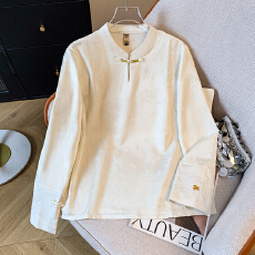 批发实拍新中式立领刺绣<b class='q'>打底衫</b>女士长袖2026春装新款内搭国风提花上衣