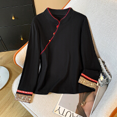 批发实拍2026春装新款黑色新中式打底衫女高级感轻国风气质显瘦上衣