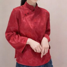 批发2026春装<b class='q'>新款</b>复古马年新中式国风上衣<b class='q'>女</b>装立领长袖显瘦打底衫<b class='q'>女</b>