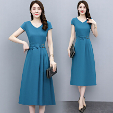 批发实拍连衣裙时尚女夏季2026年新款收腰显瘦长裙气质高腰裙子<b class='q'>潮</b>