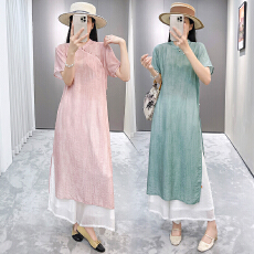 批发实拍2026夏装新款复古新中式国风改良型旗袍裙斜襟收腰显瘦连衣裙