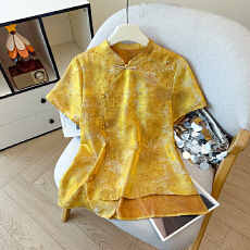 批发实拍2026夏装新款新中式风短袖套装女盘扣气质显瘦百搭<b class='q'>雪纺上衣</b>