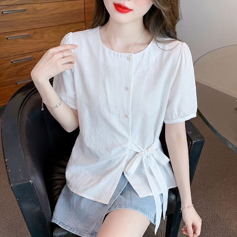 나비 넥타이 반팔 셔츠 주간 실크 쉬폰 얇은 스타일 작은 셔츠 2026 여름 새로운 작은 대중 맨위