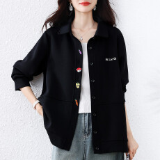 批发实拍2026春装新款休闲时尚显瘦胖mm时尚百搭翻领刺绣大码外套上衣