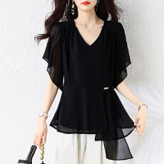 批发实拍2026夏季大码女装<b class='q'>雪纺衫</b>时尚休闲胖妹妹显瘦宽松百搭上衣女