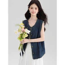 批发实拍<b class='q'>牛仔</b><b class='q'>马甲女</b>春夏季宽松百搭休闲韩系复古毛边无袖背心气质马夹