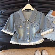 批发实拍2026新款牛仔外套短袖时尚小个子宽松显瘦休闲百搭短款上衣