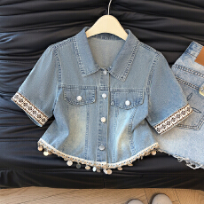 批发实拍短袖牛仔外套女2026夏季薄款新款宽松复古小个子外搭短款上衣