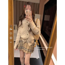 批发系粗麻花刺绣针织开衫女2025早秋季学院风短款外套上衣