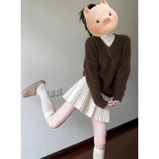 批发一整套穿搭时尚学院风针织开衫百褶半身裙两件套小个子显瘦套装女