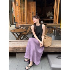 批发复古外穿气质背心高腰显瘦半身长裙女夏季<b class='q'>新款</b>时尚两件套chic