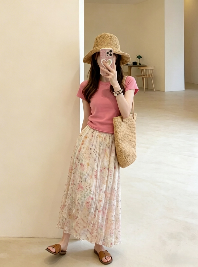 여름 새로운 패션 다용도 제인 에디션 티셔츠 패션 디자인 섹션 다용도 달콤한 자매 반신 스커트 투피스 세트