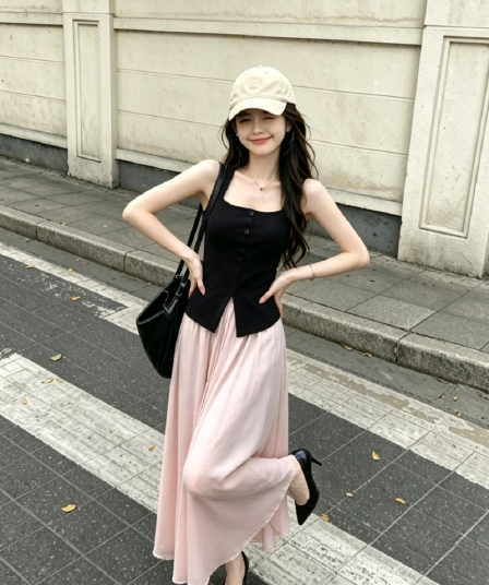 여름 착용 가져 가라. 차가운 소금 부서 패션 연령 감소 인터넷 유명인 튀김 거리 수 있습니다. 소금 수 있습니다. 달콤한 항구 바람 레트로 chic 투피스 슈트 여성