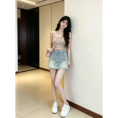 批发2026新款女吊带<b class='q'>针织衫</b>搭韩版高腰显瘦复古设计感个性辣妹短裙