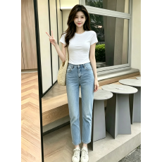 批发套装2026新款女装夏季短袖T恤高级感休闲牛仔裤两件套遮肉