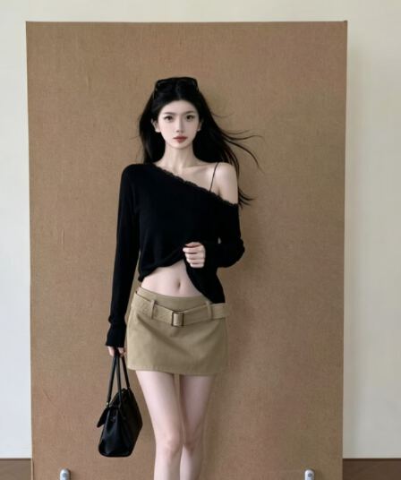새로운 반신 스커트 여성 여름 가을 슬림해 보이는 다용도 A라인 스커트 레트로 품격 쇼트 스타일 치마