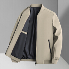 批发秋冬季新款男士夹克外套中年休闲上衣宽松纯色爸爸装简约<b class='q'>商务</b>外衣