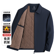 批发秋冬男加厚棉衣夹克衫翻领中老年爸爸爸装<b class='q'>商务</b>休闲简约保暖外套