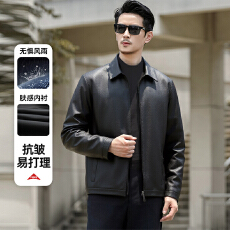 批发2025秋<b class='q'>冬</b>新款男士皮衣外套立领短款男装夹克中老年爸爸装商务休闲