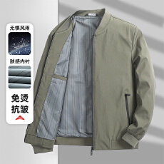 批发2025春季外套男新款<b class='q'>商务</b><b class='q'>休闲</b>中年爸爸装立领上衣夹克衫防风免烫