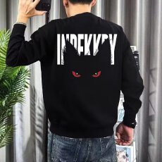 批发实拍秋冬季男士圆领卫衣时尚潮流印花设计宽松直筒休闲百搭卫衣男