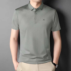 批发2026夏季新款中老年男士翻领短袖polo衫宽松高档半袖爸爸装上衣