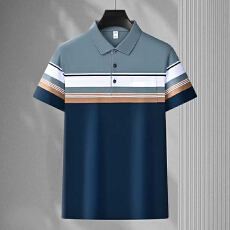 批发2026夏季新款中老年男士翻领短袖polo衫宽松高档半袖爸爸装上衣