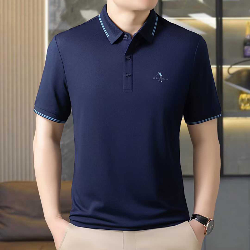 2026 여름 새로운 중노년 남성 폴로 칼라 반팔 POLO 셔츠 루즈핏 고급 반소매 아빠 로드 중 맨위