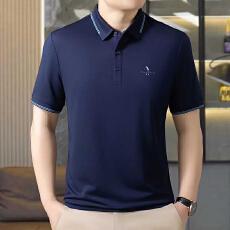 批发2026夏季新款中老年男士翻领短袖polo衫宽松高档半袖爸爸装上衣