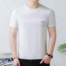 批发冰丝短袖T恤中老年男士夏季半袖体恤宽松休闲薄款休闲圆领爸爸装