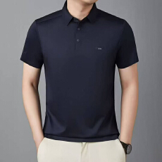 批发2026<b class='q'>夏</b>季新款中老年男士翻领短袖polo衫宽松高档半袖爸爸装上衣