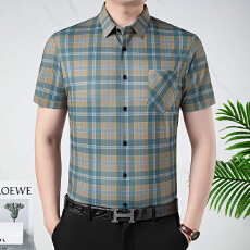 批发冰丝<b class='q'>男士</b>短袖<b class='q'>衬衫</b>男夏季新款薄款垂感高档<b class='q'>衬衣</b>中年爸爸装无痕寸衫