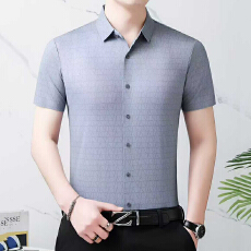 批发冰丝<b class='q'>男士</b>短袖<b class='q'>衬衫</b>男夏季新款薄款垂感高档<b class='q'>衬衣</b>中年爸爸装无痕寸衫