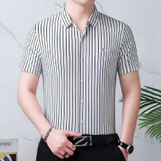 批发冰丝<b class='q'>男士</b>短袖<b class='q'>衬衫</b>男夏季新款薄款垂感高档<b class='q'>衬衣</b>中年爸爸装无痕寸衫