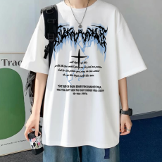 批发美式高街闪电印花短袖<b class='q'>T</b><b class='q'>恤</b>男女夏季oversize宽松时尚潮牌休闲上衣