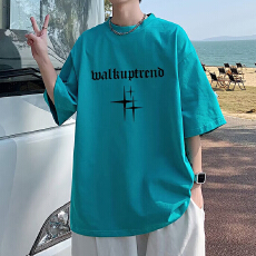 批发男士短袖2026新款美式高街潮牌上衣重磅青少年大码休闲半袖<b class='q'>t</b>恤衫