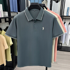 批发正品冰丝短袖<b class='q'>t</b><b class='q'>恤</b><b class='q'>男士</b>夏季新款大码宽松半袖体恤POLO衫刺绣爸爸装<b class='q'>T</b>