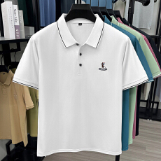 批发爸爸夏装短袖t恤男中老年人翻领polo衫上衣夏季爷爷冰丝半袖衣服
