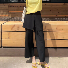 批发小个子26春夏真两件可拆卸屁帘西装裤<b class='q'>女</b>宽松休闲裙裤九分阔腿<b class='q'>裤</b>