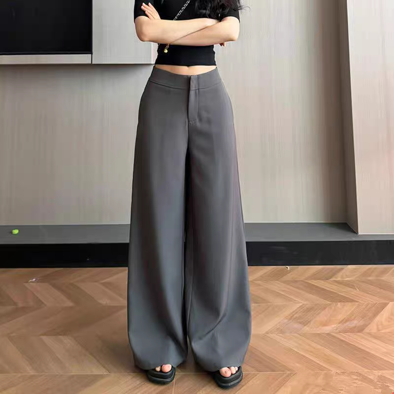 오래된 돈 바람 고급 회색 정장 바지 슬림해 보이는 다용도 와이드 레깅스 바지 26 봄 여름 하이웨이스트 도루 센스 스트레이트 캐주얼 긴 바지