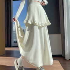 批发实拍~软糯设计感双层针织<b class='q'>半身裙</b>女秋冬高腰显瘦毛线裙大摆A字伞裙